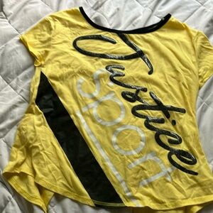 Yellow and black Justice back slit shirt